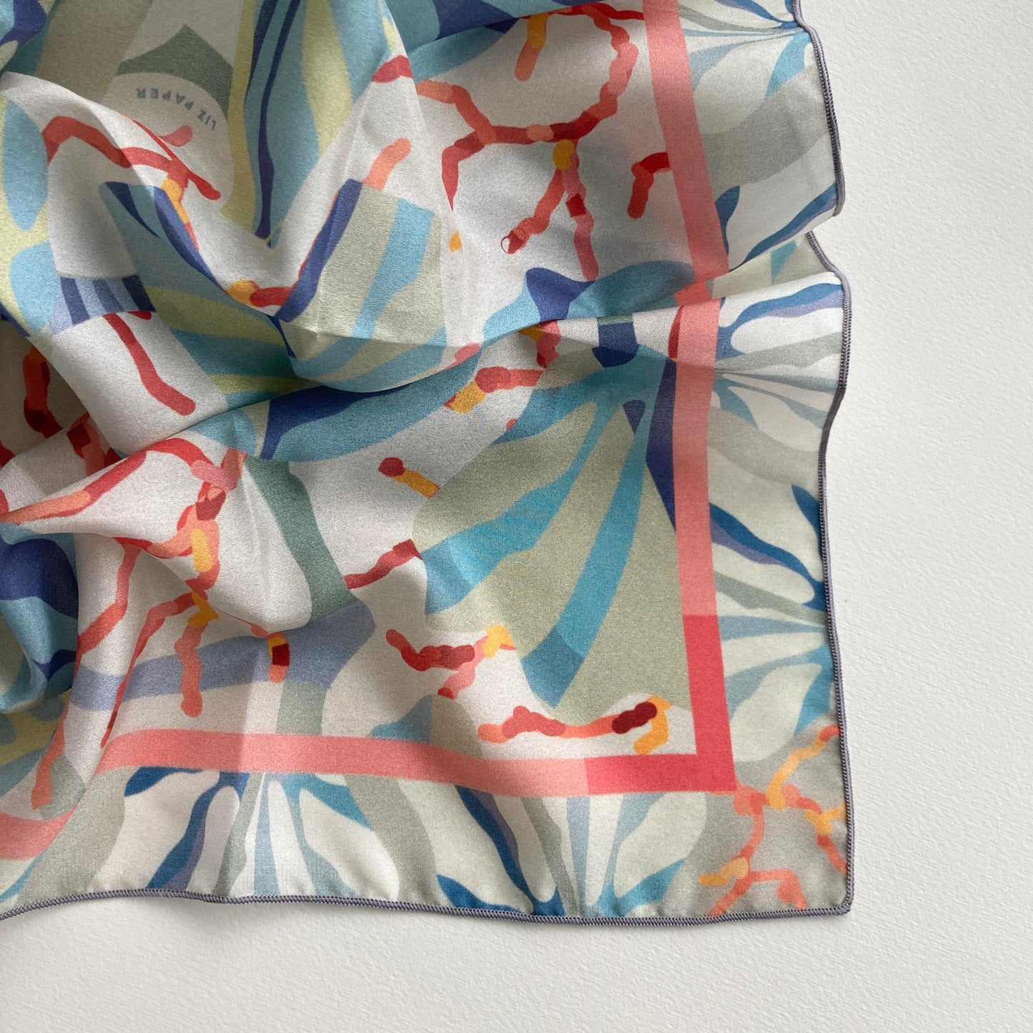 Scarf 36, "Sea Leaves" in Habotai Silk