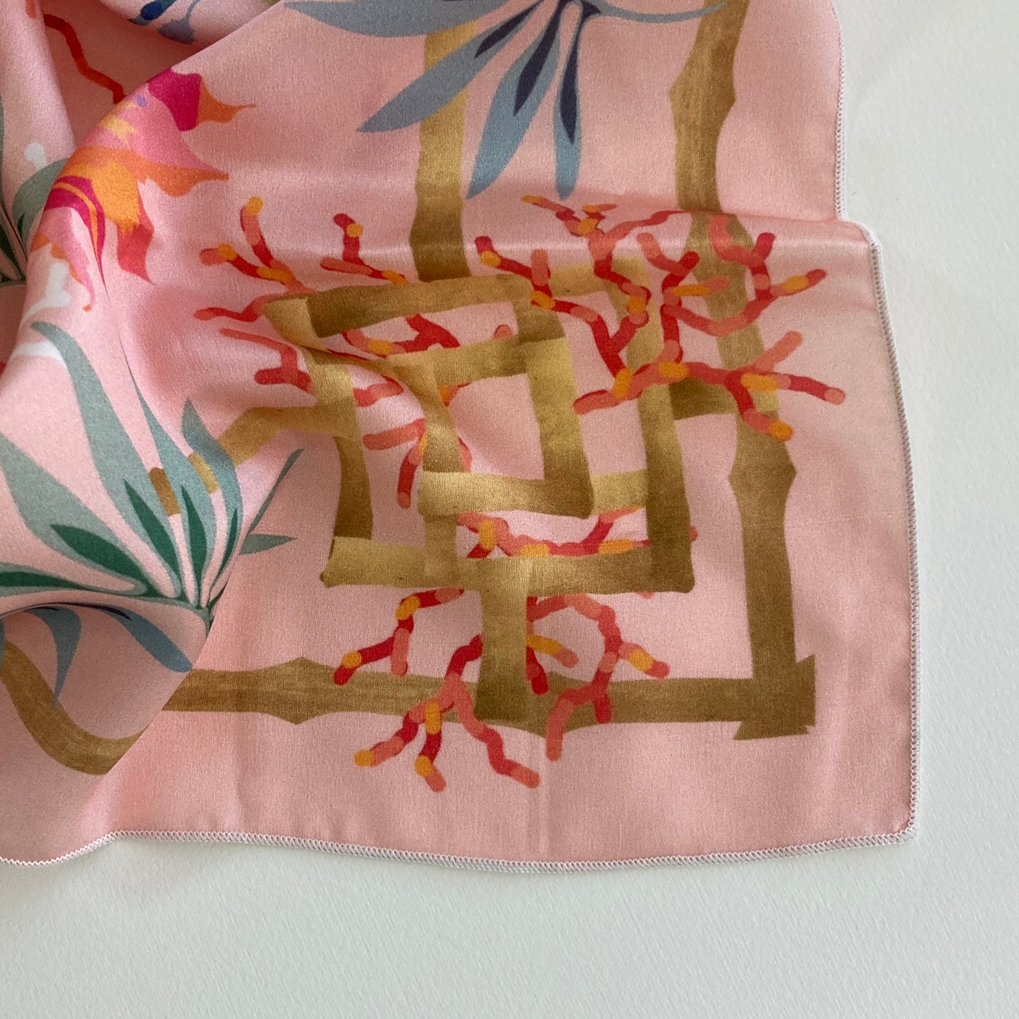 Scarf 62, "Coral" in Habotai Silk