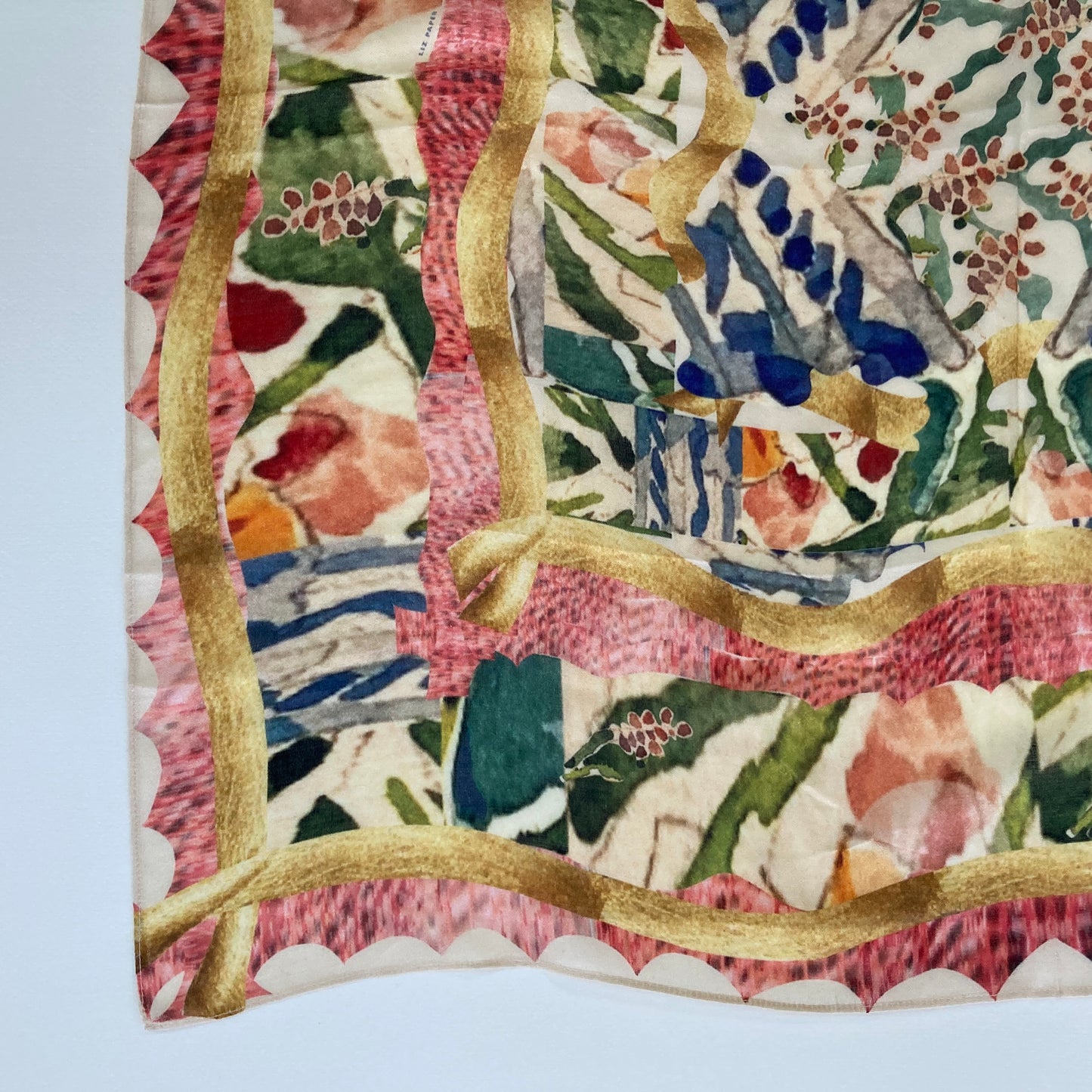Scarf 67, "Flowers, Delftware" in Cotton+Linen