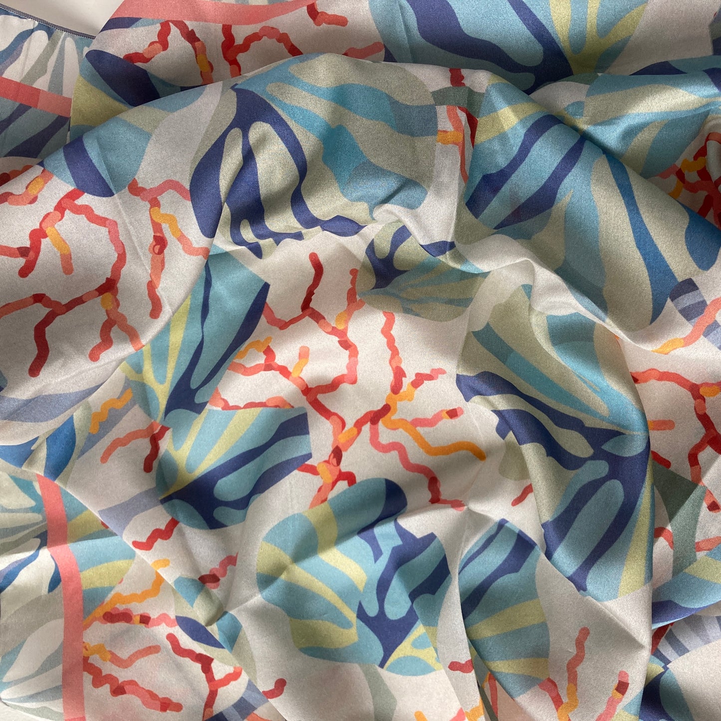 Scarf 36, "Sea Leaves" in Habotai Silk