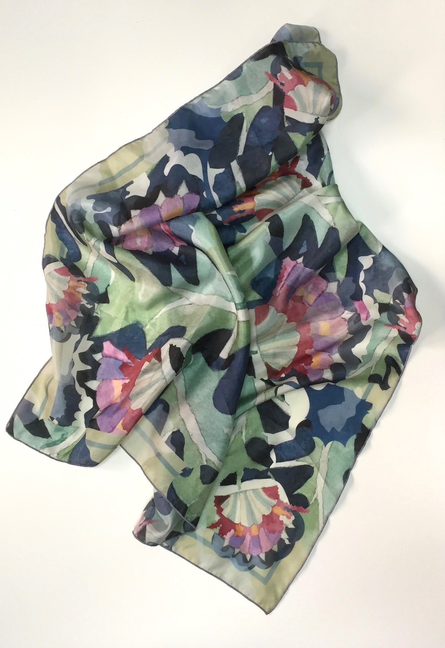 Scarf 6, "Thistle" in Habotai Silk