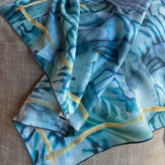 Scarf 8, "Storm" in Habotai Silk
