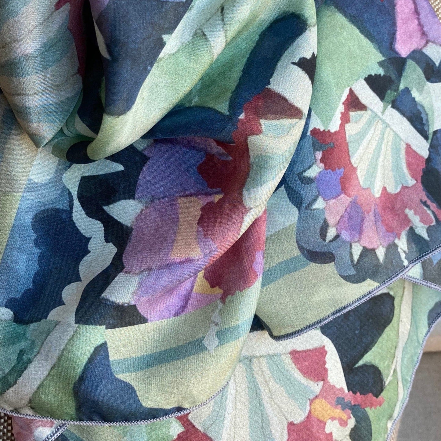 Scarf 6, "Thistle" in Habotai Silk