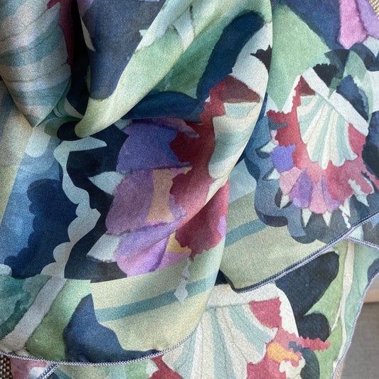 Scarf 6, "Thistle" in Habotai Silk