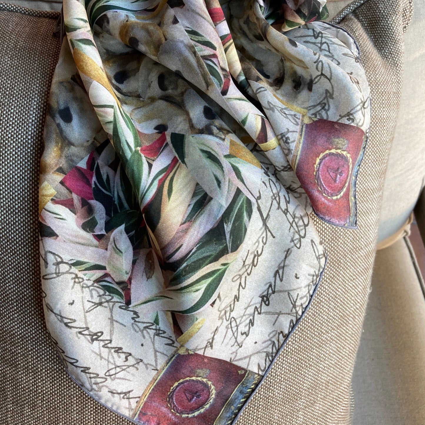 Scarf 7, "Manuscript" in Habotai Silk