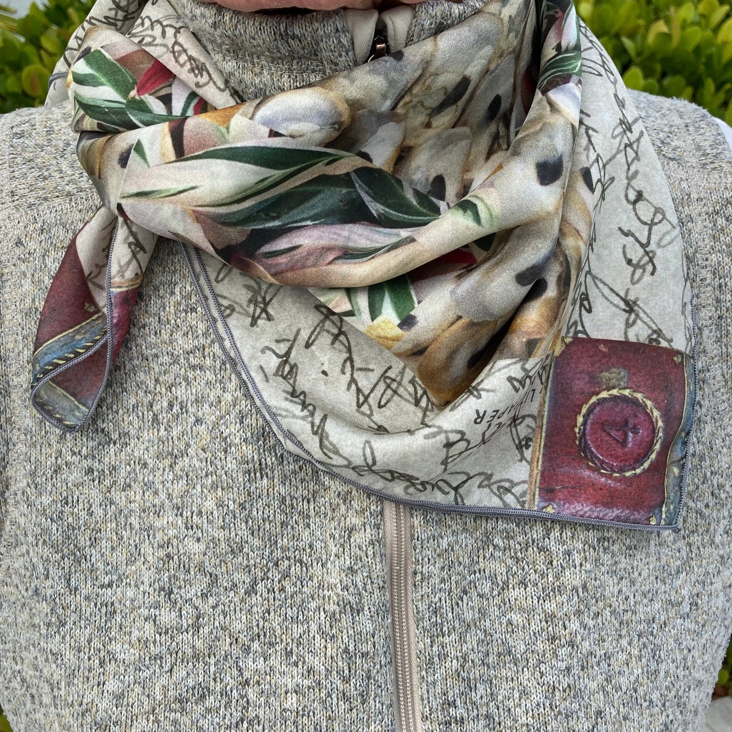 Scarf 7, "Manuscript" in Habotai Silk